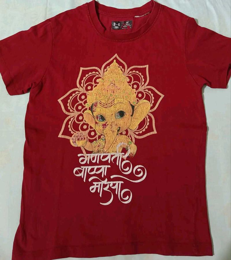 Red Ganesha Graphic T-Shirt