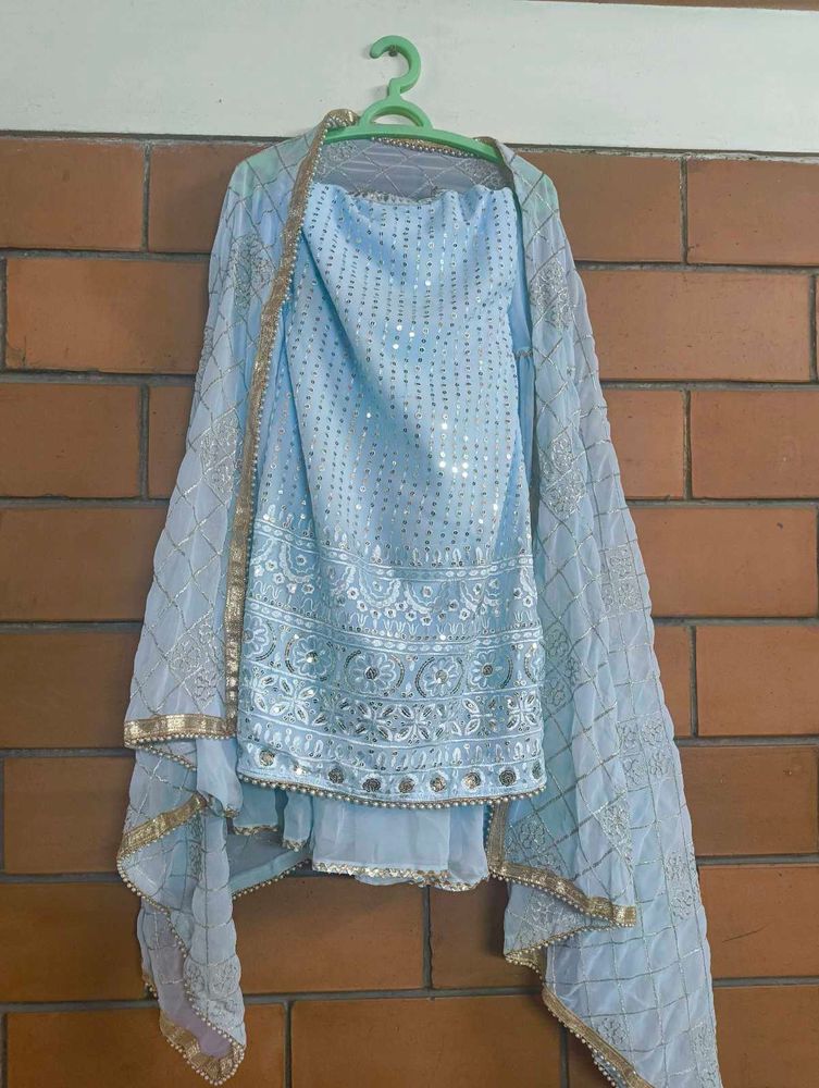 Elegant Sky Blue Salwar Suit Set