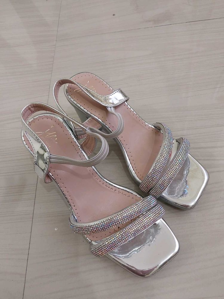 Silver Block Heels
