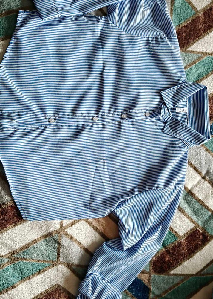 Blue Striped Button-Down Shirt