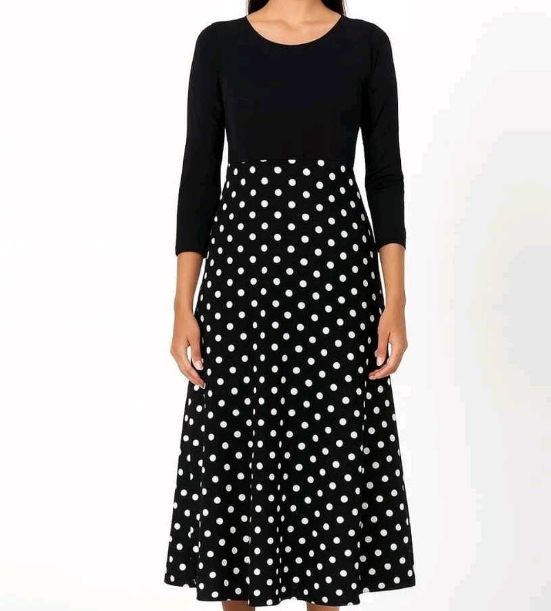 Chic Polka Dot A-Line Midi Dress