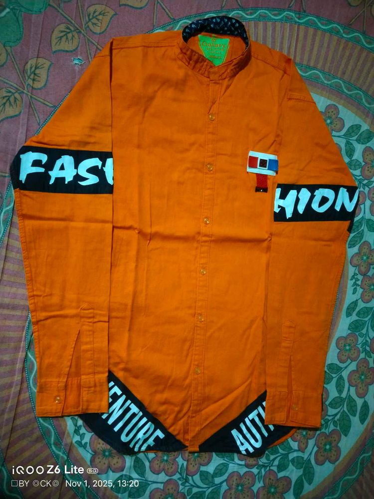 Off-White Orange Graphic Print Shirt