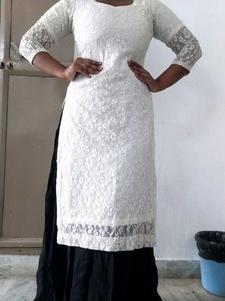 Lace White Kurta