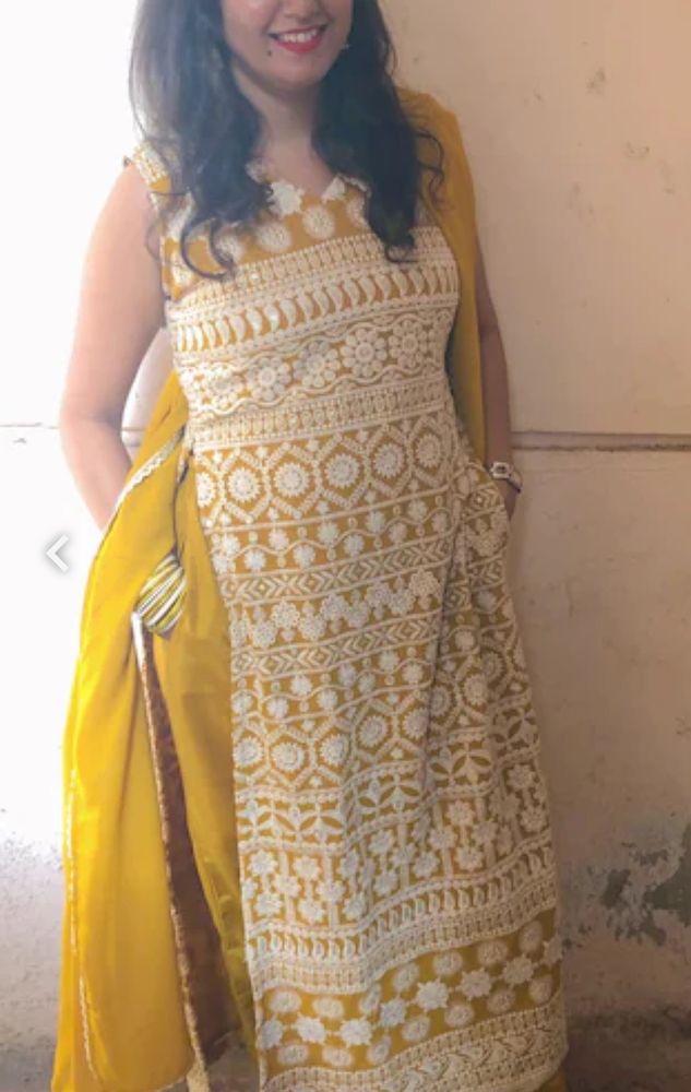 mustard yellow embroidery dress