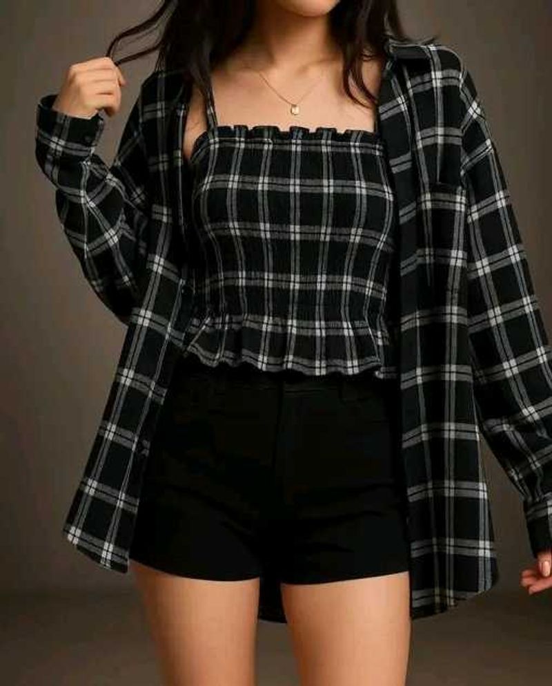 Trendy Plaid Two-Piece Outfit