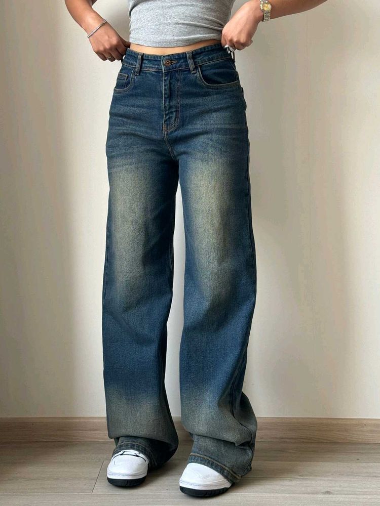 Vintage Wide Leg Denim Jeans