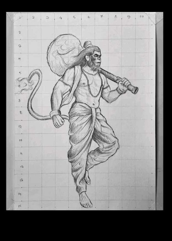 Hanuman Ji Outline Drawing