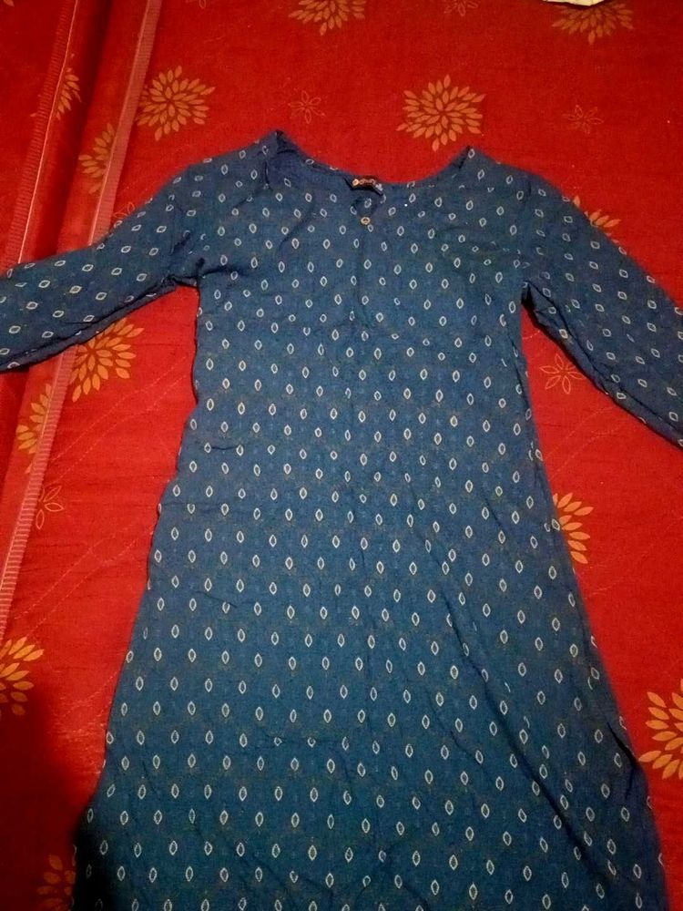 Blue Printed Long Sleeve Tunic
