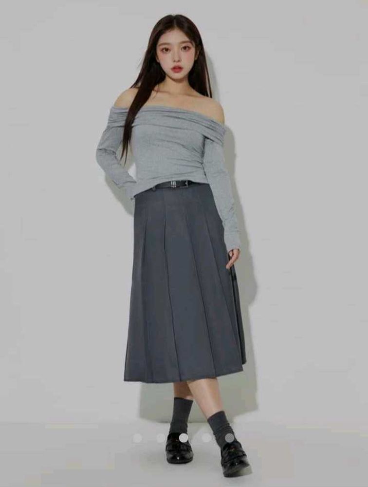 Pleated A-line Skirt