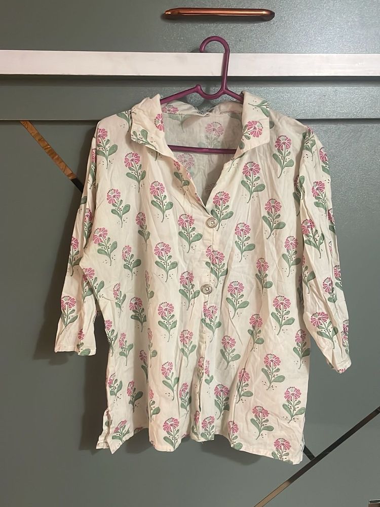 Floral Print Button-Up Shirt