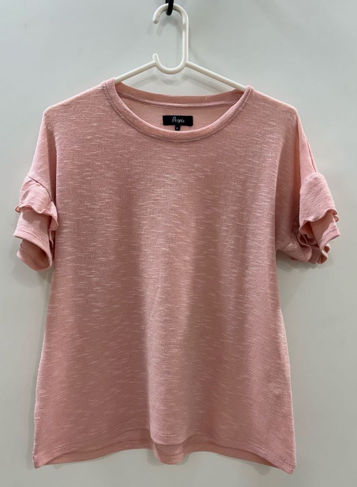 Blush Pink Ruffle Sleeve Top