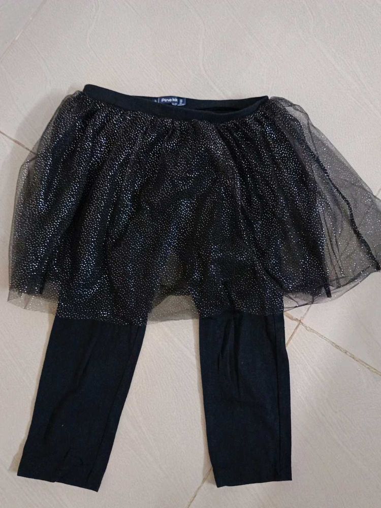 Skirt With Pant Black Partywear