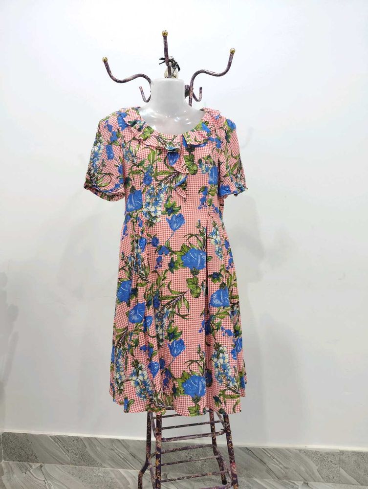 Vintage Floral Ruffle Dress