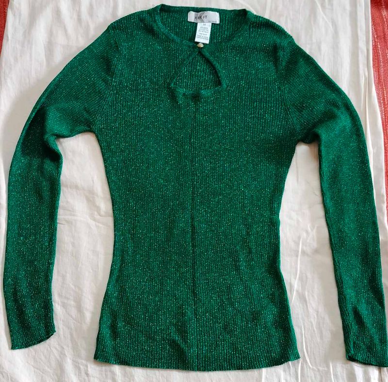 Green Sparkle Knit Top