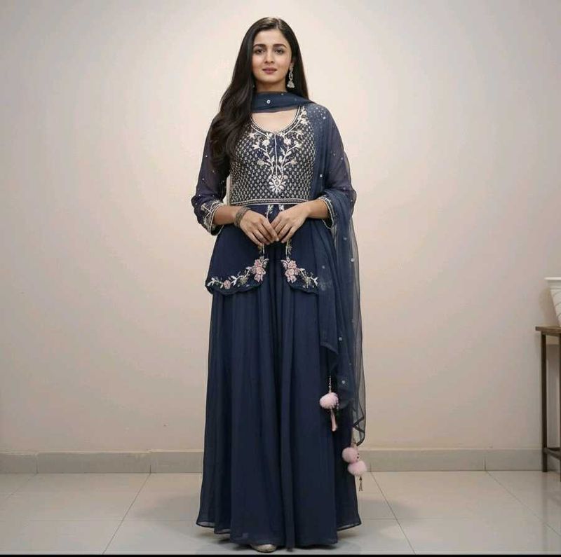 Elegant Blue Kurta Set &amp; Dupatta
