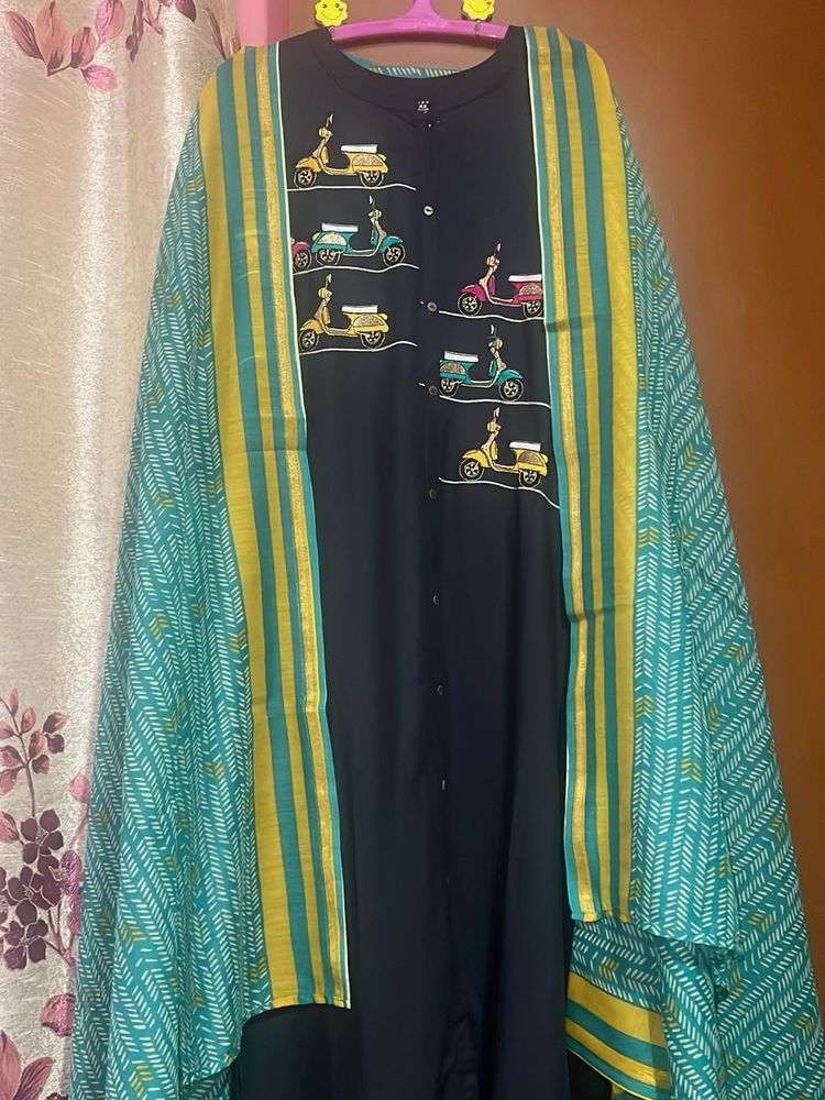 Charcoal Kurta Sets &amp; Printed Dupatta