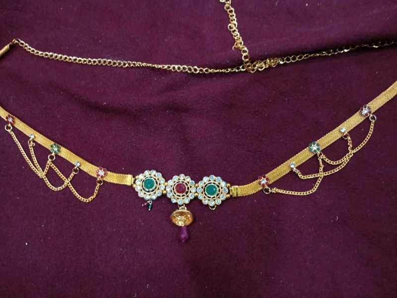 Gold Tone Jeweled Waist Chain