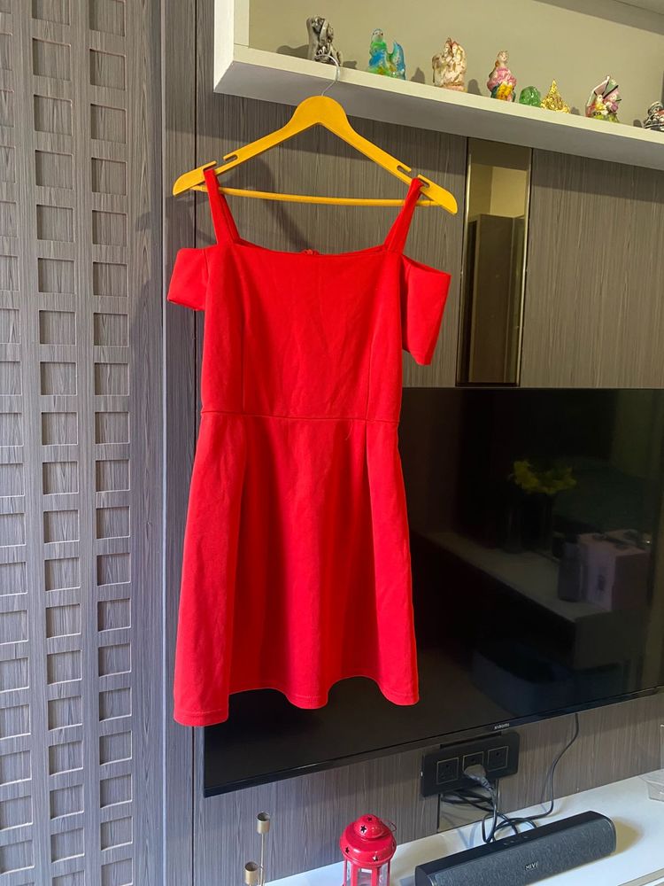 Red Cold Shoulder Mini Dress