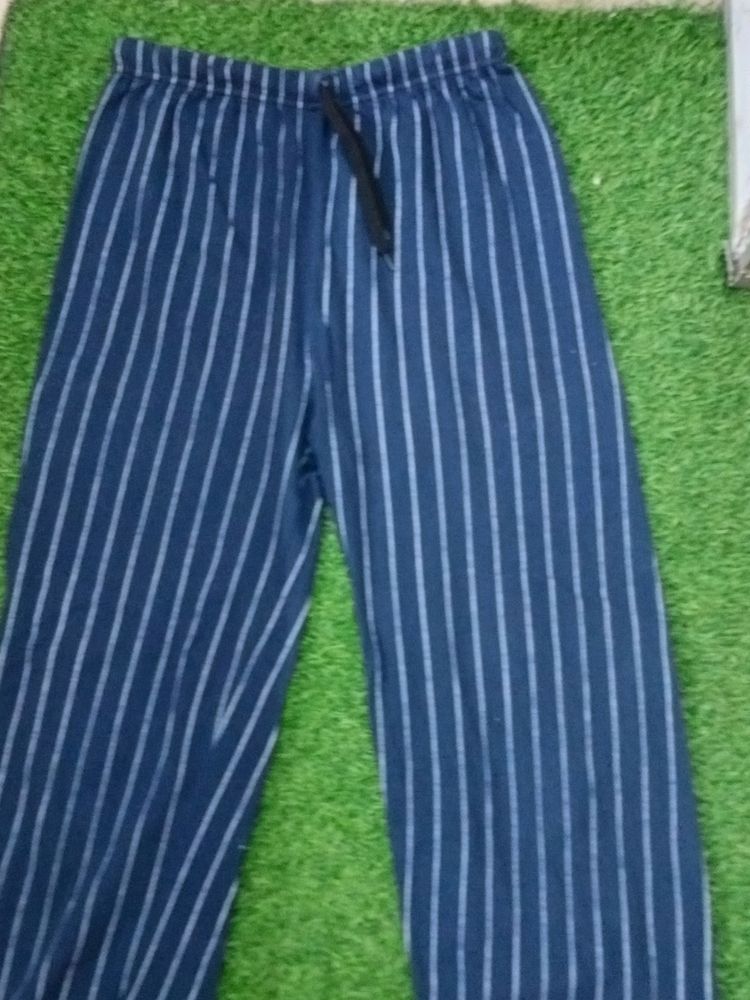 Dark Blue Striped Plazo Pants.
