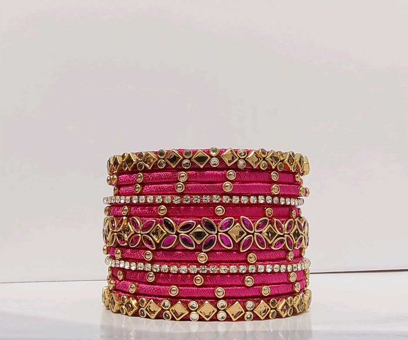Pink &amp; Gold Bangle Set