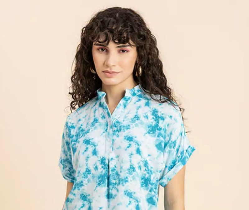 Blue Tie-Dye Button-Down Shirt