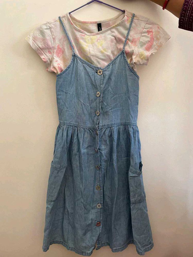 Cute Denim Dress &amp; Tee Set