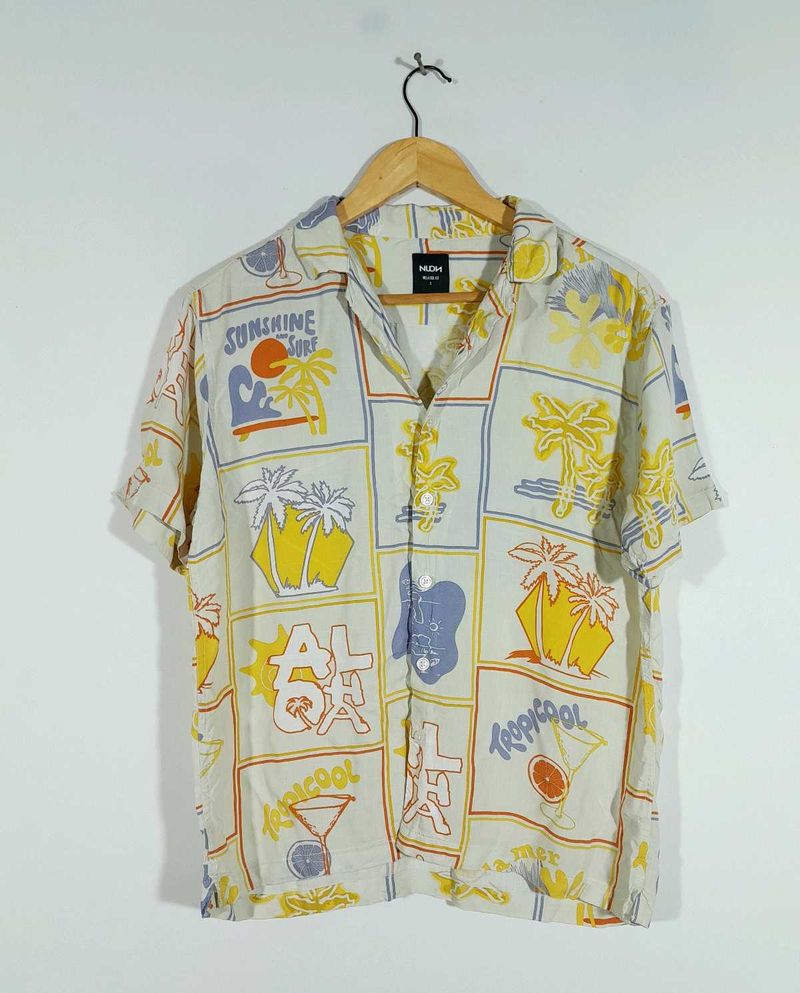 Cream Printed Shirt For Men&#39;s
