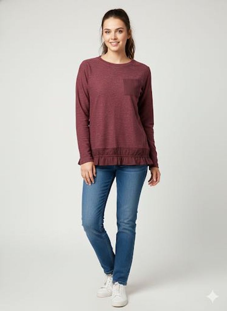 Maroon Long Sleeve Top
