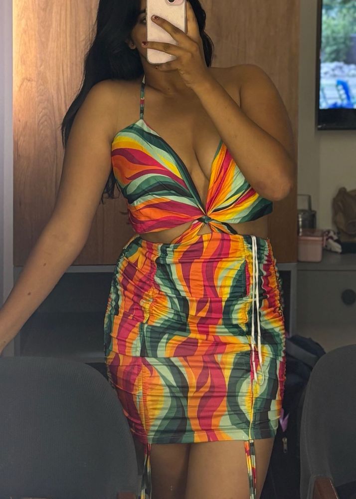 Colorful Cutout Mini Dress