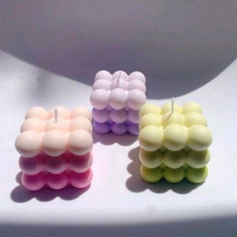 Big Trio Color Bubble Candle Set Of 2