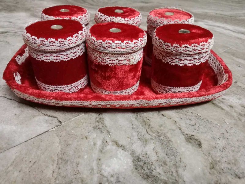 Red Velvet Trinket Set
