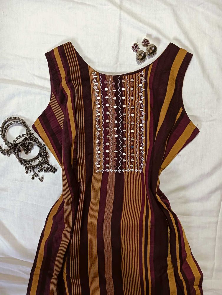 ₊˚⊹ ᰔStriped Mirror Work Kurta