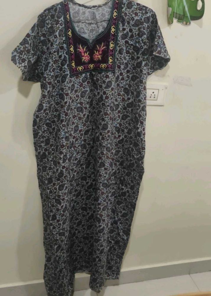 Floral Embroidered Paisley Print Dress