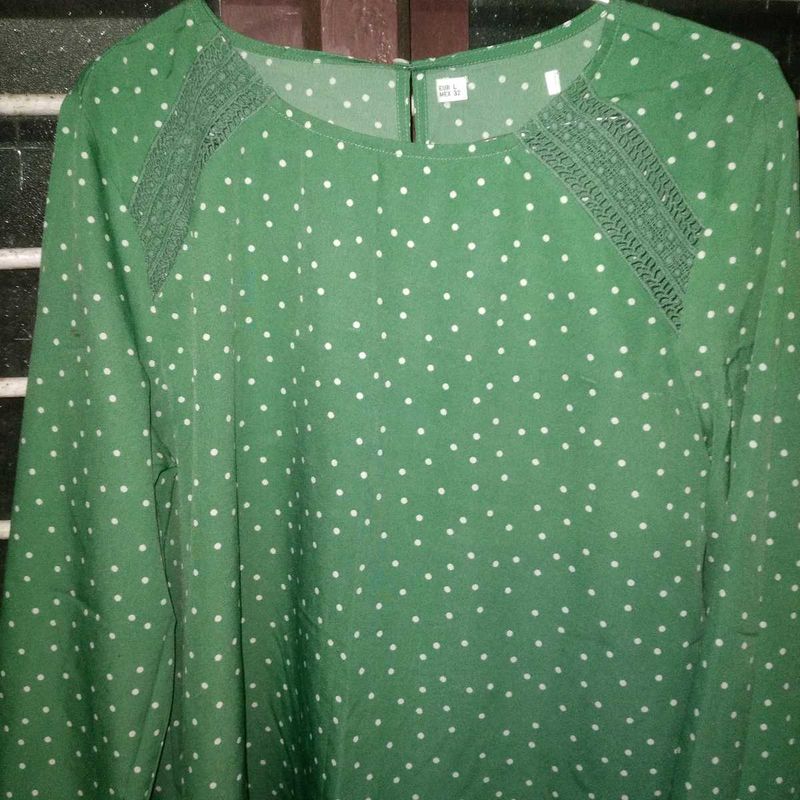 Green Polka Dot Blouse