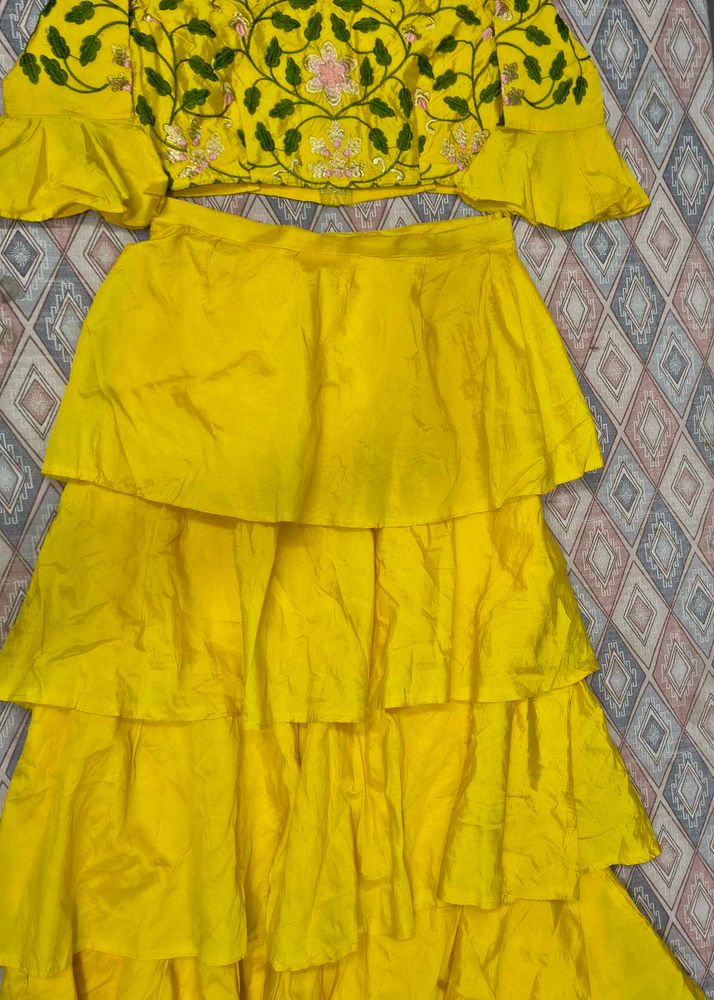 Yellow Embroidered Lehenga Choli Set