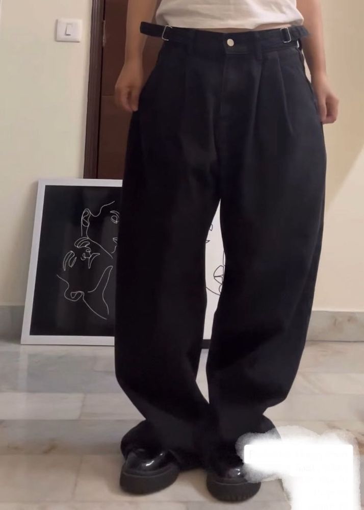 Wide Leg Navy Blue Jeans