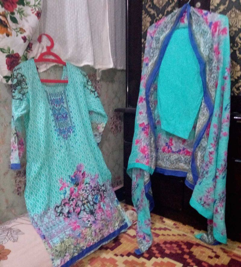 Pakistani 3 Pice Cotton Suits Full Size Dupatta