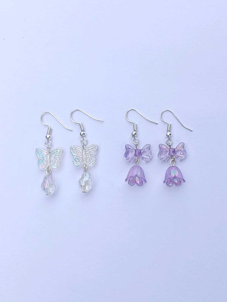 Butterfly &amp; Floral Drop Earrings