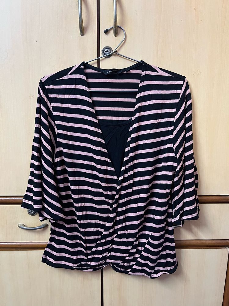 Black And Mustard Colour Casual Top