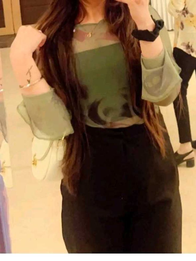 Olive Green Sheer Top