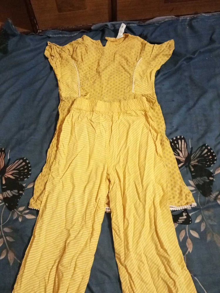 Girls Yellow Top and Pant Set