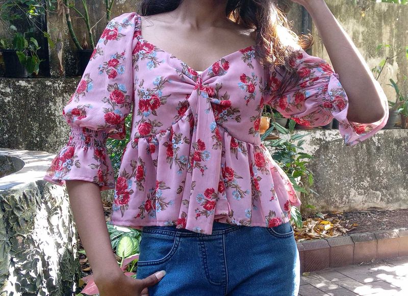 Floral Print Peplum Top