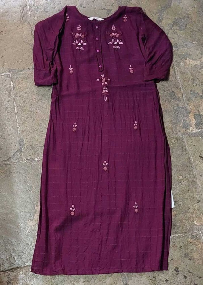 Purple Embroidery Kurti