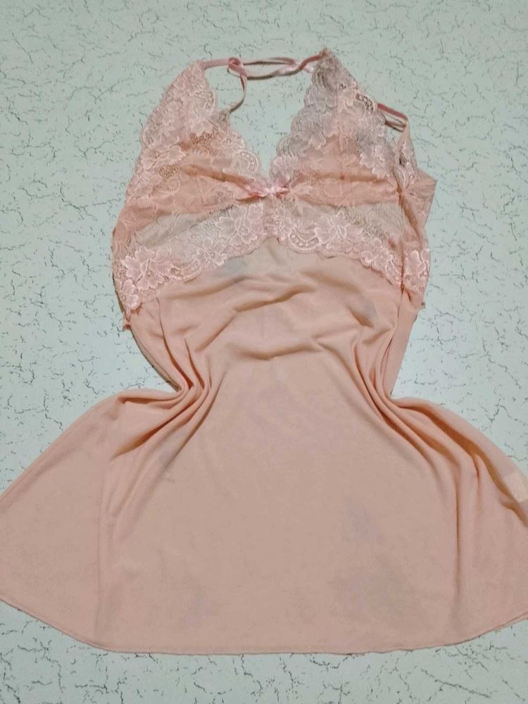 Peach Lace Babydoll Lingerie
