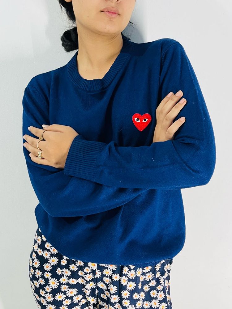 play Blue Heart Patch Sweater