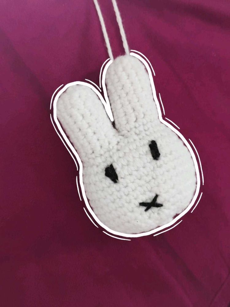 Miffy Bunny yarn crochet keychain