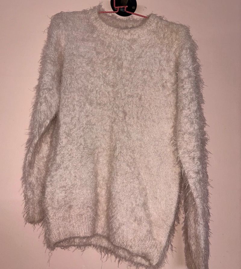 Fluffy White Sweater