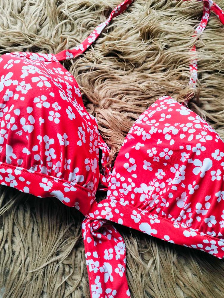 Aerie Red Floral Bikini Top – Size XL