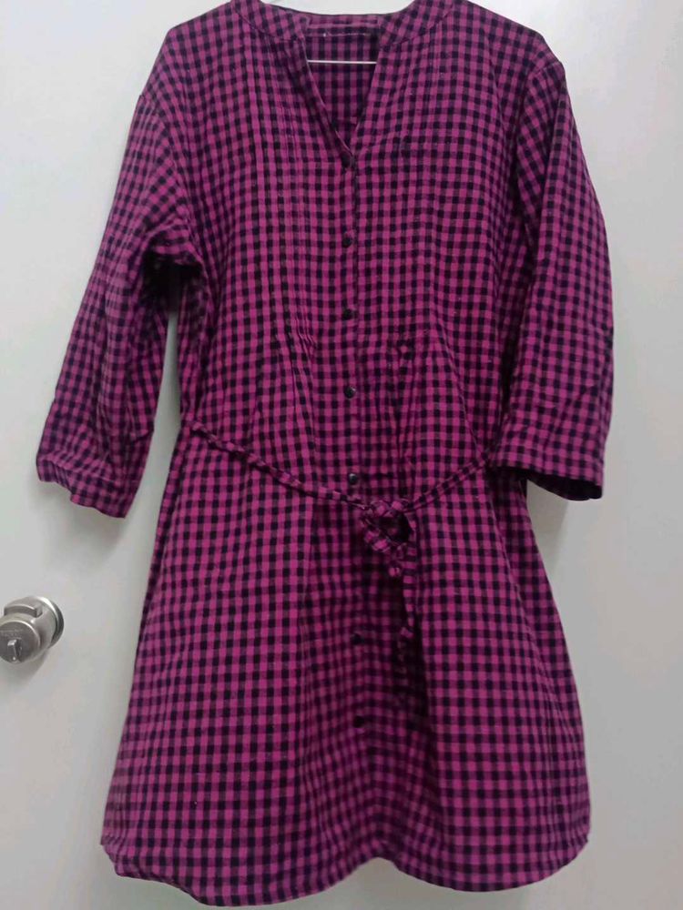 Cute Purple Checkered Dress
