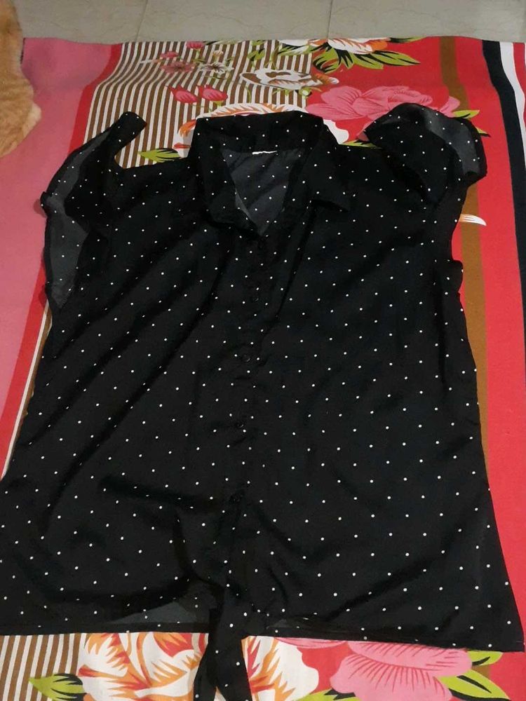 Black Polka Dot Top
